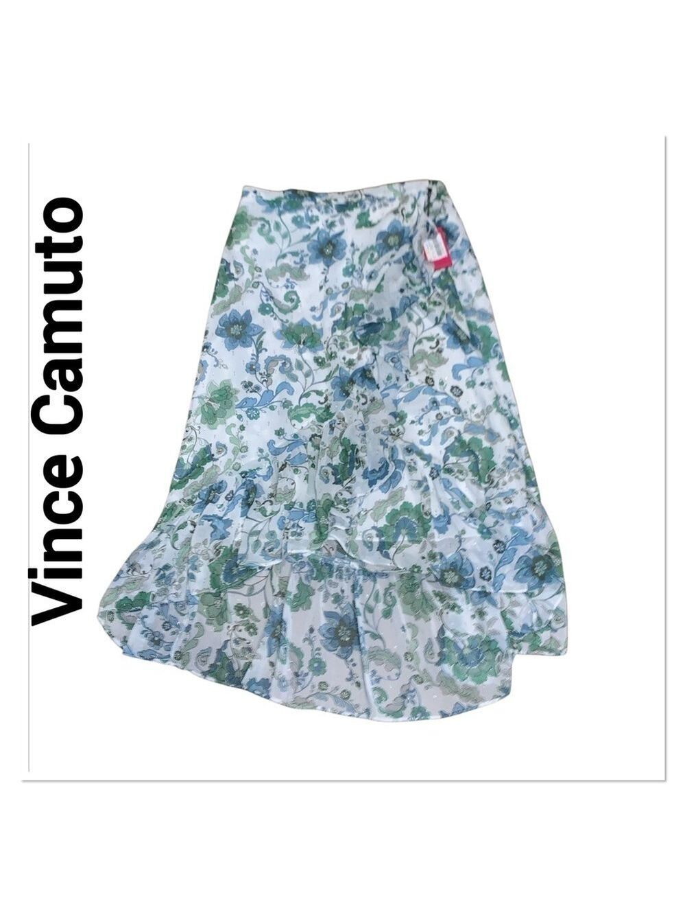 VINCE CAMUTO White Floral Ruffle Maxi Skirt medium